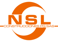 Logotipo NSL Construcciones PG SAS Vertical Naranja